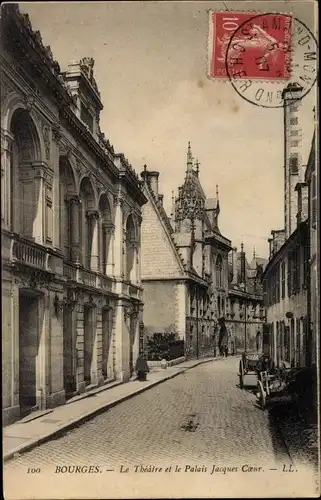 Ak Bourges Cher, Le Theatre et le Palais Jacques Coeur