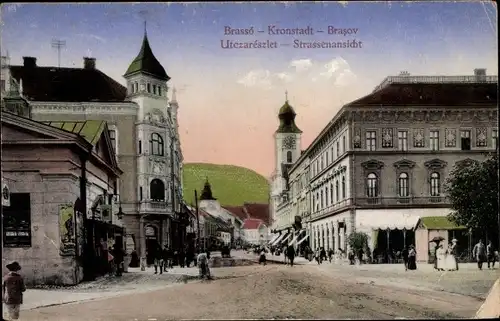 Ak Brassó Brașov Kronstadt Rumänien, Straßenansicht