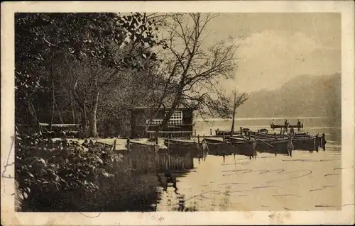 Ak Varel in Friesland, Kurhaus Mühlenteich, Besitzer G. Rudolf, Bootssteg