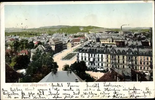 Ak Bayreuth in Oberfranken, Blick über die Dächer der Stadt