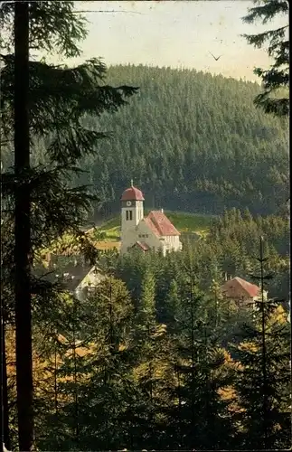 Ak Kipsdorf Altenberg im sächsischen Erzgebirge, Die mitten im Walde gelegene Kirche