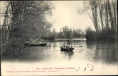 Ak Chelles Seine et Marne, Promenade en Marne