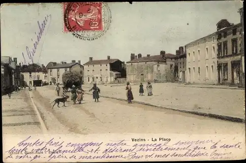 Ak Vezins Maine et Loire, La Place