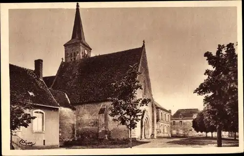 Ak Ternay Loir et Cher, L'Eglise et la Place