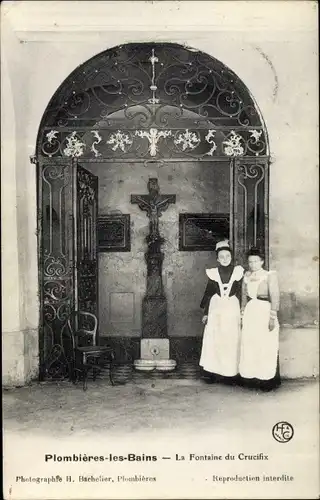 Ak Plombières les Bains Lothringen Vosges, La Fontaine du Crucifix