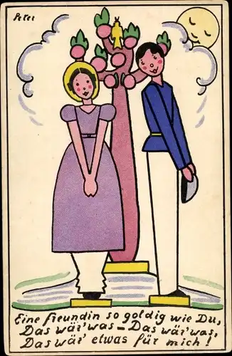 Künstler Ak Eine Freundin so goldig wie du