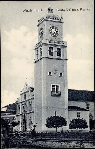 Ak Ponta Delgada Sao Miguel Azoren, Matriz church, Kirche