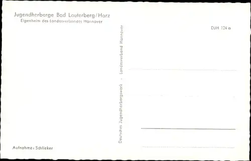 Ak Bad Lauterberg im Harz, Jugendherberge, Eigenheim des Landesverbandes Hannover