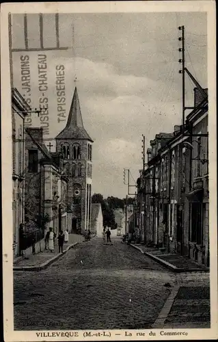 Ak Villeveque Rives du Loir en Anjou Maine et Loire, La rue du Commerce