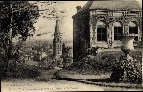 Ak Vendôme Loir et Cher, Les nouveaux Jardins du Chateau et la Trinite