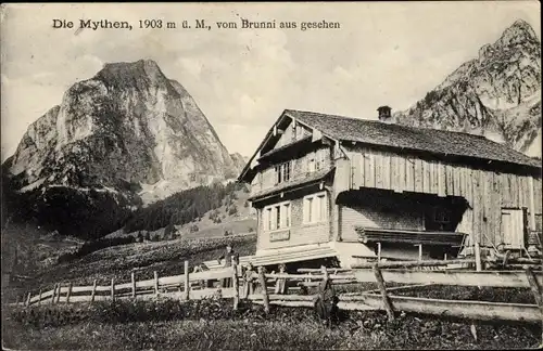 Ak Brunni Schwyz Schweiz, Die Mythen, Bergpartie