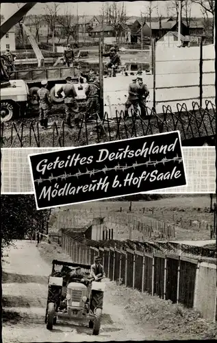 Ak Mödlareuth Töpen Oberfranken, Innerdeutsche Grenze, Traktor, BRD, DDR