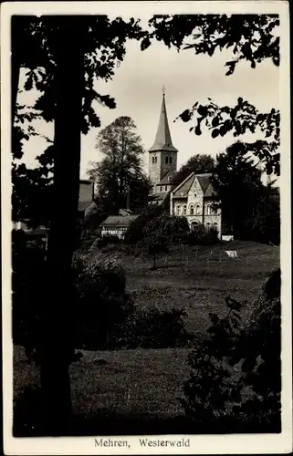 Foto Ak Mehren im Westerwald, Teilansicht mit Kirche