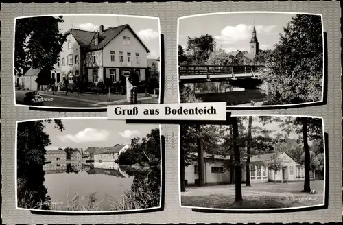 Ak Bodenteich in Niedersachsen, Rathaus, Kirche, Mühlenteich, Schützenhaus