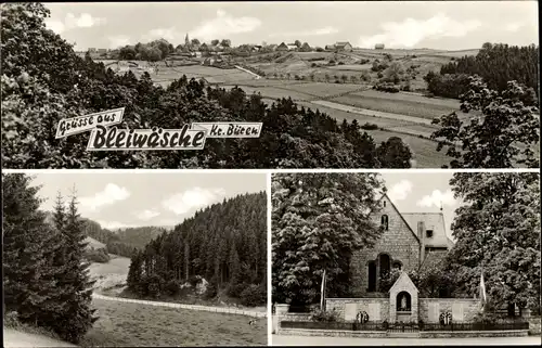 Ak Bleiwäsche Bad Wünnenberg in NRW, Gesamtansicht, Landschaft, Kirche