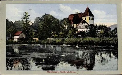 Ak Murrhardt in Baden Württemberg, Walderichskirche, Wasserpartie