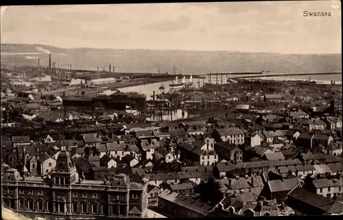 Ak Swansea Wales, Panorama der Stadt, Totalansicht