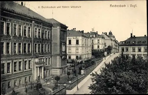 Ak Reichenbach im Vogtland, II. Bezirksschule und Höhere Webschule