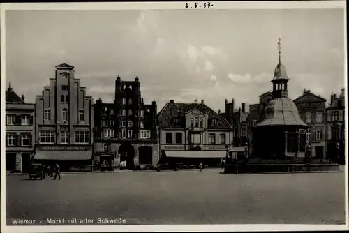 Ak Hansestadt Wismar, Markt mit alter Schwede