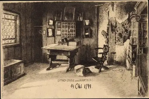 Künstler Ak Lutherstadt Eisenach in Thüringen, Wartburg, Lutherstube