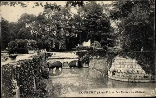 Ak Coubert Seine et Marne, Les Ruines du Chateau