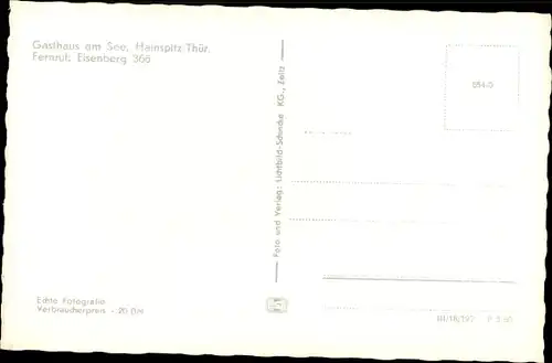 Ak Hainspitz in Thüringen, Gasthaus am See, Bankpartie