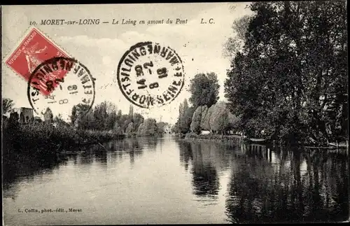 Ak Moret-sur-Loing Seine et Marne, Le Loing en amont du Pont