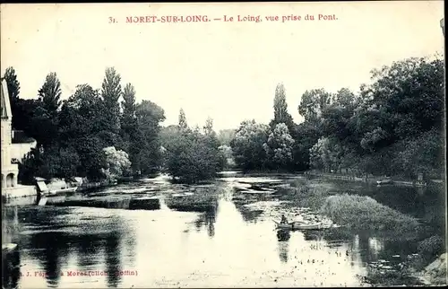 Ak Moret-sur-Loing Seine et Marne, Le Loing, vue prise du Pont