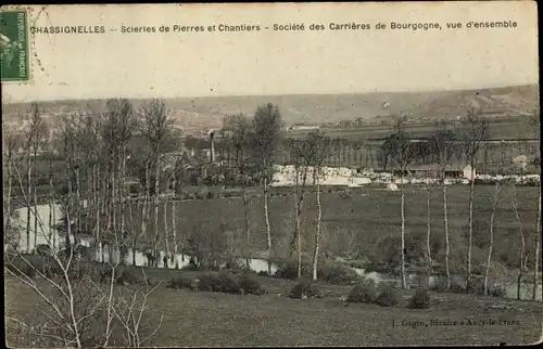 Ak Chassignelles Yonne, Scieries de Pierres et Chantiers, Société des Carrieres de Bourgogne