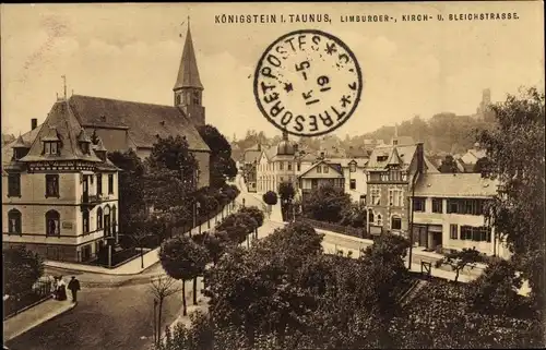 Ak Königstein im Taunus, Limburgerstraße, Kirchstraße, Bleichstraße