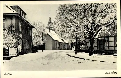 Ak Ronnenberg in Niedersachsen, Kirchtor, Straßenpartie im Winter