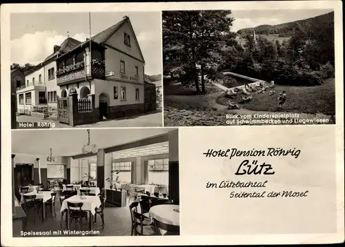 Ak Lütz Kreis Cochem Zell Rheinland Pfalz, Hotel Röhrig, Lützbachtal, Innenansicht