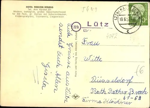 Ak Lütz Kreis Cochem Zell Rheinland Pfalz, Hotel Röhrig, Lützbachtal, Innenansicht