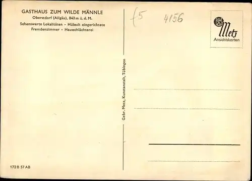 Ak Oberstdorf im Oberallgäu, Gasthaus zum Wilde Männle, Berg