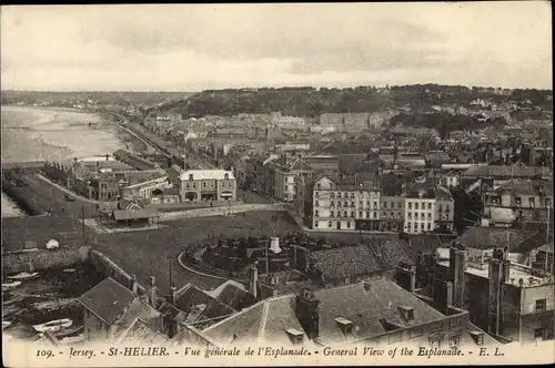 Ak Jersey Kanalinseln, St Helier, Vue generale de l'Esplanade, General View of the Esplanade