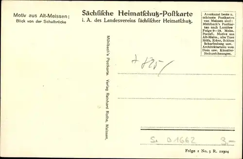 Ak Meißen in Sachsen, Blick von der Schulbrücke