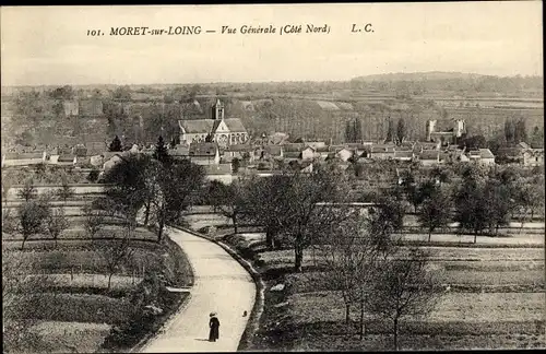 Ak Moret-sur-Loing Seine et Marne, Vue Generale, Cote Nord