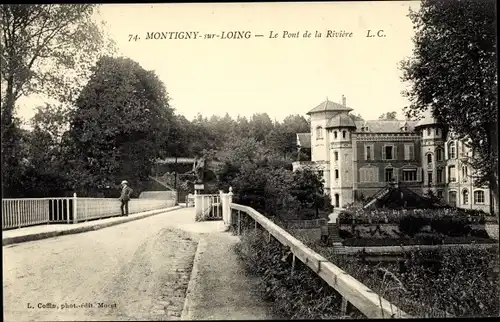 Ak Montigny sur Loing Seine et Marne, Le Pont de la Riviere