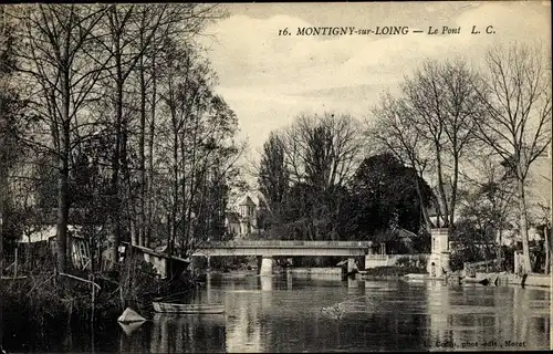 Ak Montigny sur Loing Seine et Marne, Le Pont