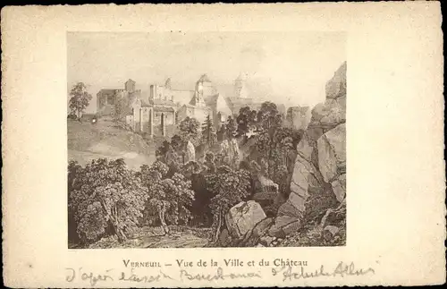 Ak Verneuil, Vue de la Ville et du Château