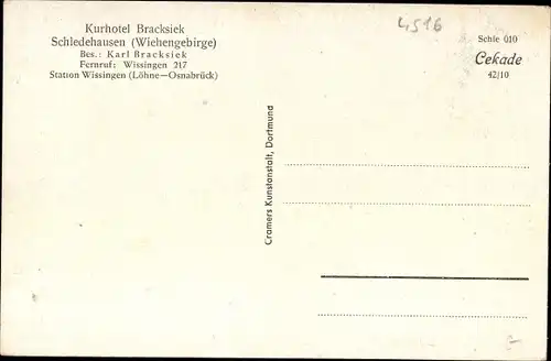 Ak Schledehausen Bissendorf in Niedersachsen, Kurhotel Bracksiek