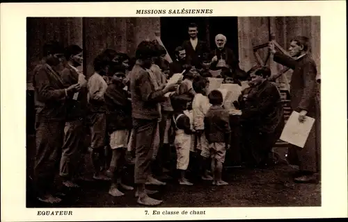 Ak Ecuador, En classe de chant, Missions Salesiennes