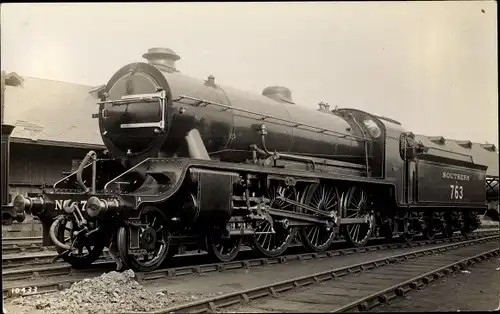 Ak Britische Eisenbahn, Dampflok, Tender Southern 763, Nine Elms
