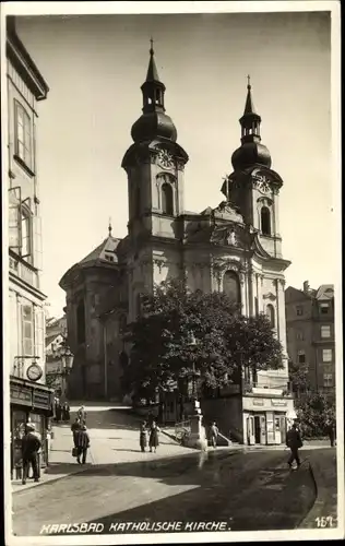 Foto Ak Karlovy Vary Karlsbad Stadt, Katholische Kirche