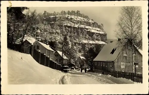Ak Oybin in Sachsen, Dorfidyll im Winter