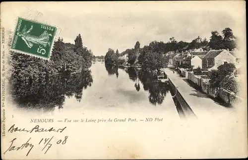 Ak Nemours Seine et Marne, Vue sur le Loing prise du Grand Port