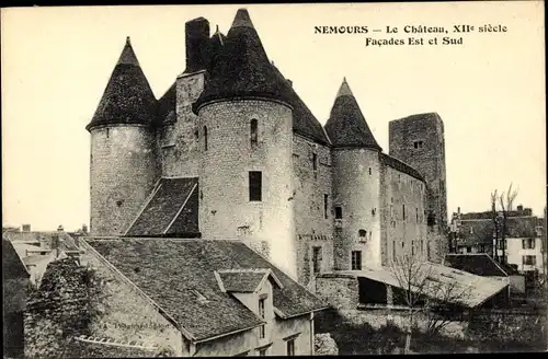 Ak Nemours Seine et Marne, Le Chateau, Facades Est et Sud