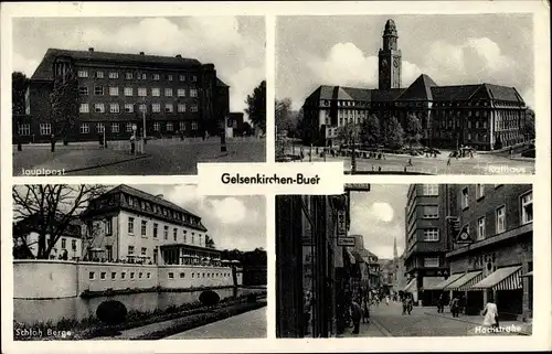 Ak Buer Gelsenkirchen im Ruhrgebiet, Schloss Berge, Hochstraße, Hauptpost, Rathaus