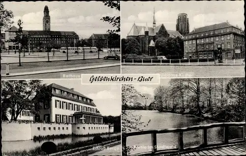Ak Buer Gelsenkirchen im Ruhrgebiet, Schloss Berge, Urbanuskirche, Rathaus