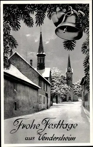 Ak Vendersheim Rheinland Pfalz, Straßenpartie, Glückwunsch, Weihnachten